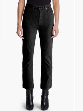 7 For All Mankind Ultra High Rise Slim Kick Black Corduroy Pants